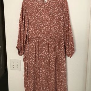 Mauve with white floral midi dress